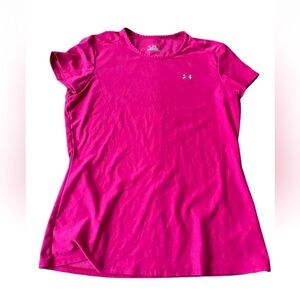 Womens Under Armour  Heat Gear T-Shirt Top, Size Small - Pink, Short Sleeve